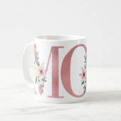 Mug Élégante MOM Parties scintillant rose Aquarelle Fl (Devant gauche)