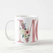 Mug Élégante MOM Parties scintillant rose Aquarelle Fl (Gauche)
