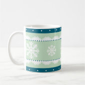 Mug Elégante Monnaie Turquoise Bleu Blanc Motif de Noë (Gauche)
