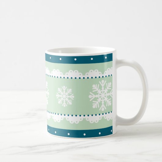 Mug Elégante Monnaie Turquoise Bleu Blanc Motif de Noë (Droite)