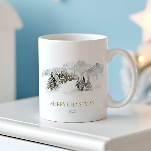 Mug Élégante montagne d'hiver Noël
