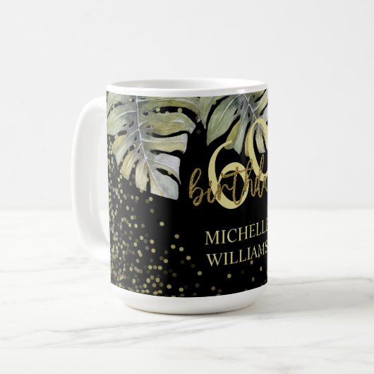 Mug Elégante Parties scintillant Gold Palm Calligraphi (Devant gauche)
