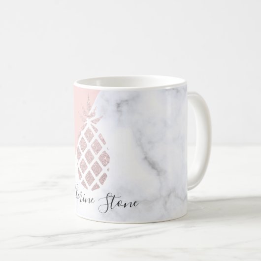 Mug Élégante parties scintillant rose en or en marbre  (Devant droit)