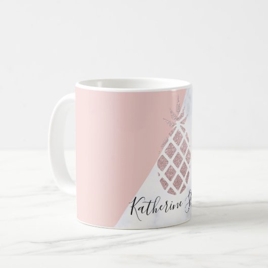 Mug Élégante parties scintillant rose en or en marbre  (Devant gauche)