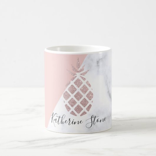 Mug Élégante parties scintillant rose en or en marbre  (Centre)