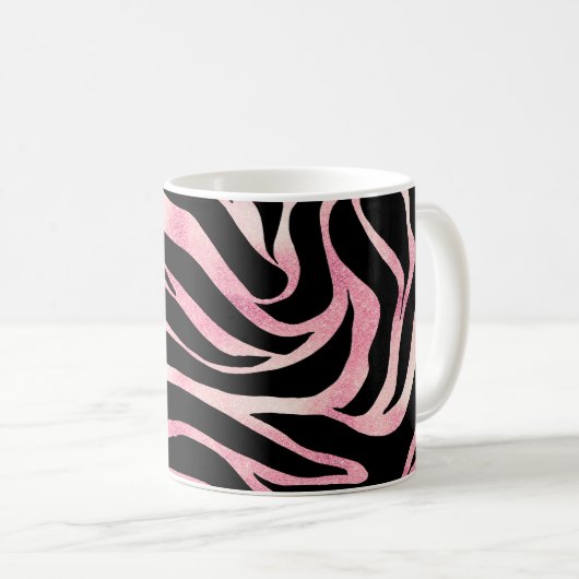 Mug Elégante Parties scintillant Rose or Zebra Black P (Devant droit)