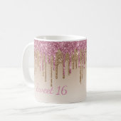 Mug Élégante Parties scintillant Sweet 16 Glam Script  (Devant gauche)