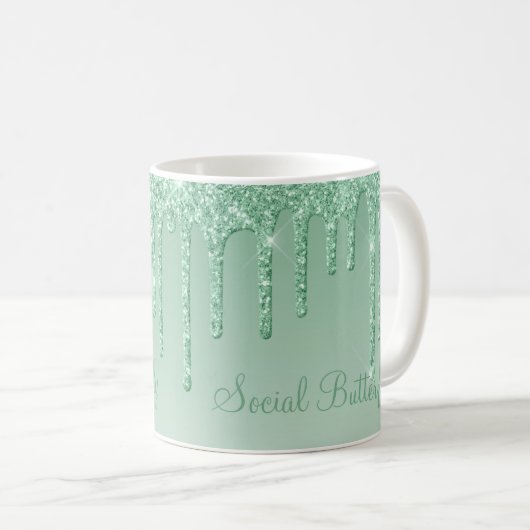 Mug Élégante Parties scintillant verte glace Script Ét (Devant droit)