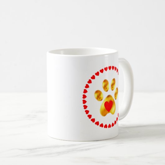 Mug Élégante patte dorée avec les coeurs (Devant droit)