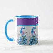 Mug Elégante Peacock Aquarelle Bleu Peinture Femmes (Gauche)