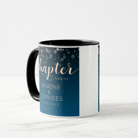 Mug Elégante Pêche Océanique Bleu Mariage Un Nouveau C (Devant gauche)