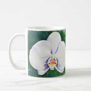 Mug Elégante peinture à l'aquarelle de l'orchidée blan