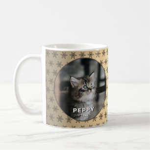 Mug Élégante photo de chat Noël métal doré