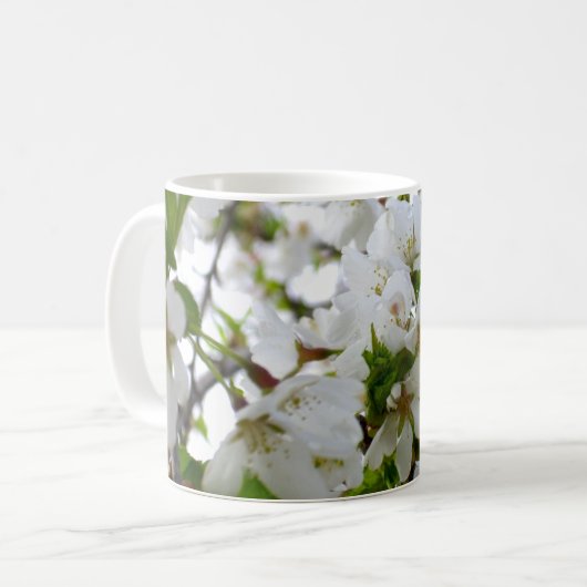 Mug Elégante photo de fleurs florales blanches (Devant gauche)