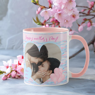 Mug Elégante photo personnalisée de coeur de la fête d