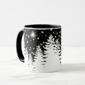 Mug Élégante pinède noire blanche nuit étoiles ciel (Devant gauche)