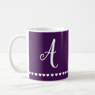 Mug Élégante plante pourpre et blanc Monogramme initia