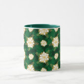 Mug Élégante Poinsettia Fleur vert foncé Noël (Centre)