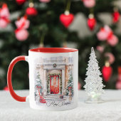 Mug Elégante Portes rouges Joyeuses de Noël