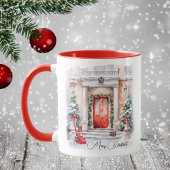 Mug Elégante Portes rouges Joyeuses de Noël