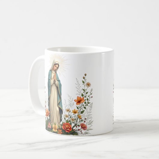 Mug Élégante prière de la Vierge Catholique Florale (Devant gauche)