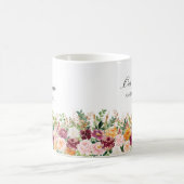 Mug Élégante Rose d'aquarelle Monogram Flower Bridesma (Centre)