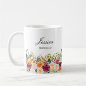 Mug Élégante Rose d'aquarelle Monogram Flower Bridesma (Gauche)