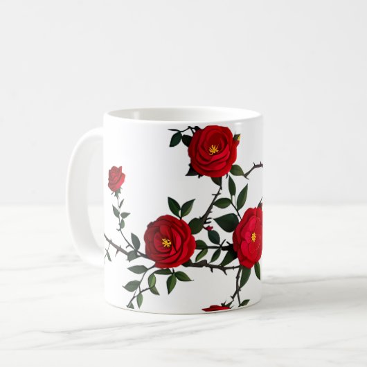 Mug Élégante Rose rouge (Devant gauche)