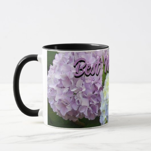 Mug élégante rose violet fleuri Hydrangea meilleure mè (Gauche)