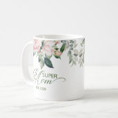 Mug Élégante Super Maman Floral Script Fête des Mères (Devant gauche)