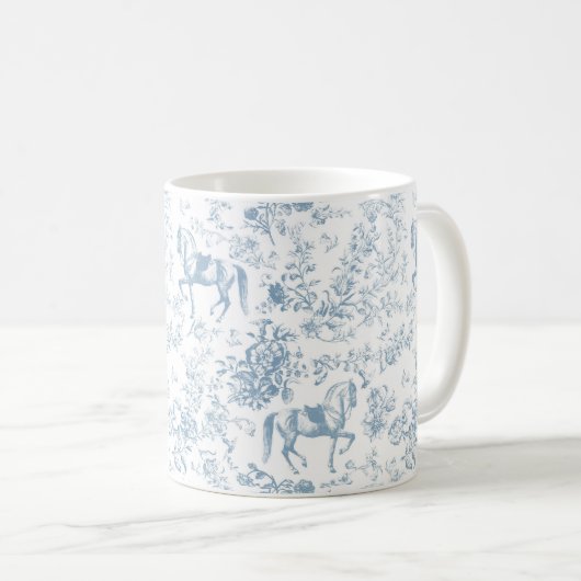 Mug Elégante toile équestre bleue (Devant droit)