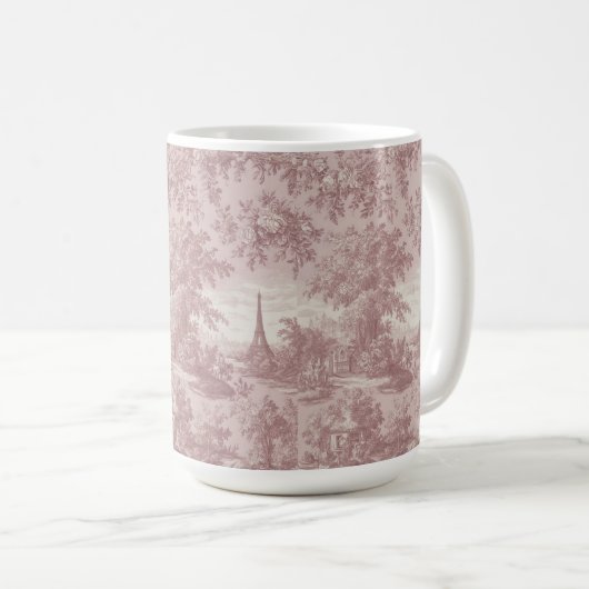 Mug Elégante toile rose de Jouy Scène de Pays Français (Devant droit)