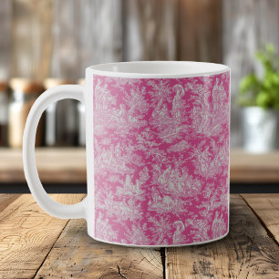 Mug Elégante toile rose vintage de jouy