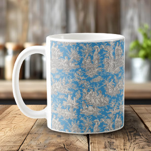Mug Elégante toile turquoise vintage de jouy