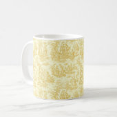 Mug Elégante toile vintage jaune de jouy (Devant gauche)