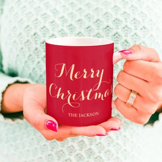 Mug Élégante typographie de script Joyeux Noël Rouge