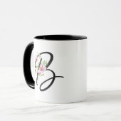 Mug Élégante typographie Monogramme initial B floral (Devant gauche)