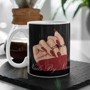 Mug Élégante Typographie Rouge Noire Marque Salon à on