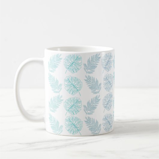 Mug Élégante verdure Botanique Tropical Feuille Motif (Gauche)