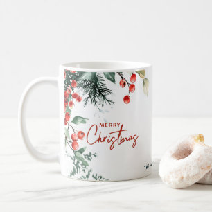 Mug Élégante verdure hivernale Joyeux Noël personnalis