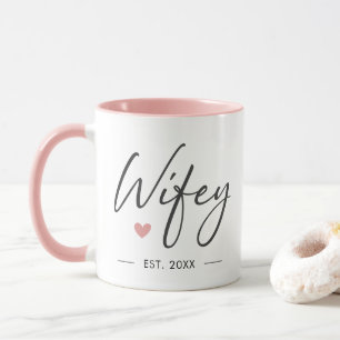 Mug Élégante Wifey Typographie Moderne Femme Mme Hers
