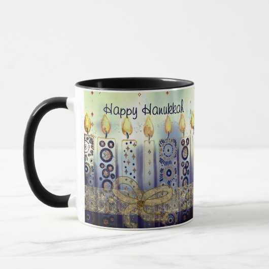 Mug Élégantes bougies joyeuses Hanoukka (Gauche)