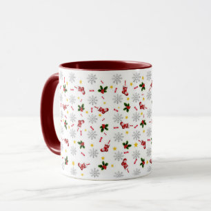 Mug Élégantes feuilles de houx modernes Noël hiver mig