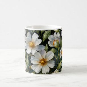 Mug Élégantes Fleurs Blanches Adorables Aquarelle Chic
