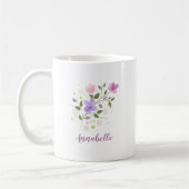 Mug Élégantes fleurs sauvages à l'aquarelle avec nom c (Gauche)