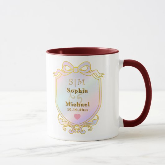 Mug Élégantes Initiales de Monogramme de Mariage Perso (Droite)