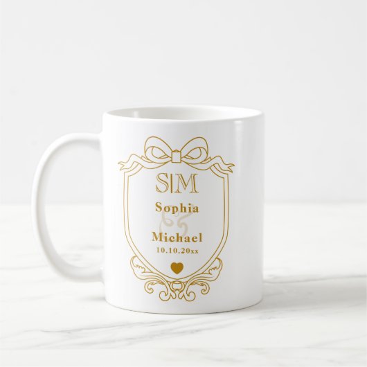 Mug Élégantes Initiales de Monogramme de Mariage Perso (Gauche)