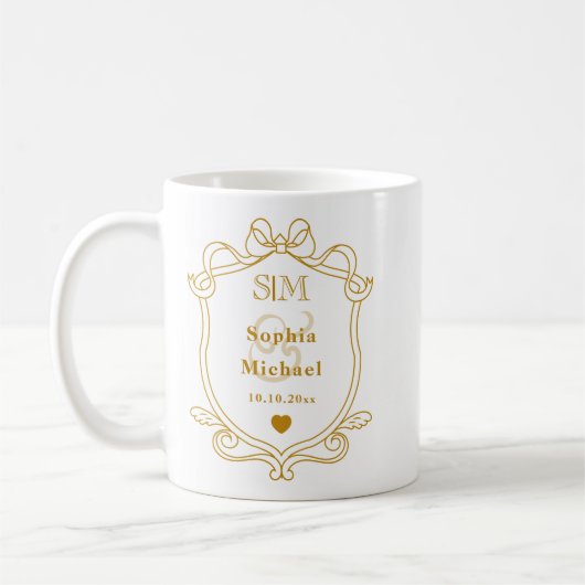 Mug Élégantes Initiales de Monogramme de Mariage Perso (Gauche)