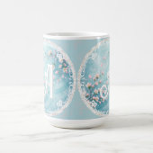 Mug Élégantes Initiales Fleur de Cerisier Turquoise Ro (Centre)