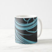 Mug Elégantes lignes de flux en turquoise sur noir (Devant droit)